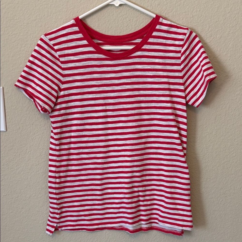 Red & White Striped Crewneck Tee